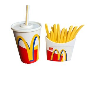 1999 McDonalds Happy Meal Toy Drink Cup Fries Container Set Kids Pretend Play